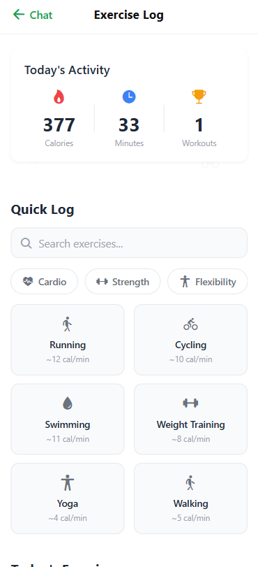 HelloNutrition exercise tracking - Log workouts and sync with fitness apps